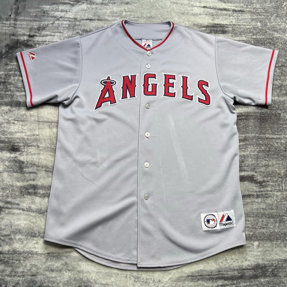 Majestic Anaheim Angels MLB Grey Baseball Jersey Blank No Name Men's Size L